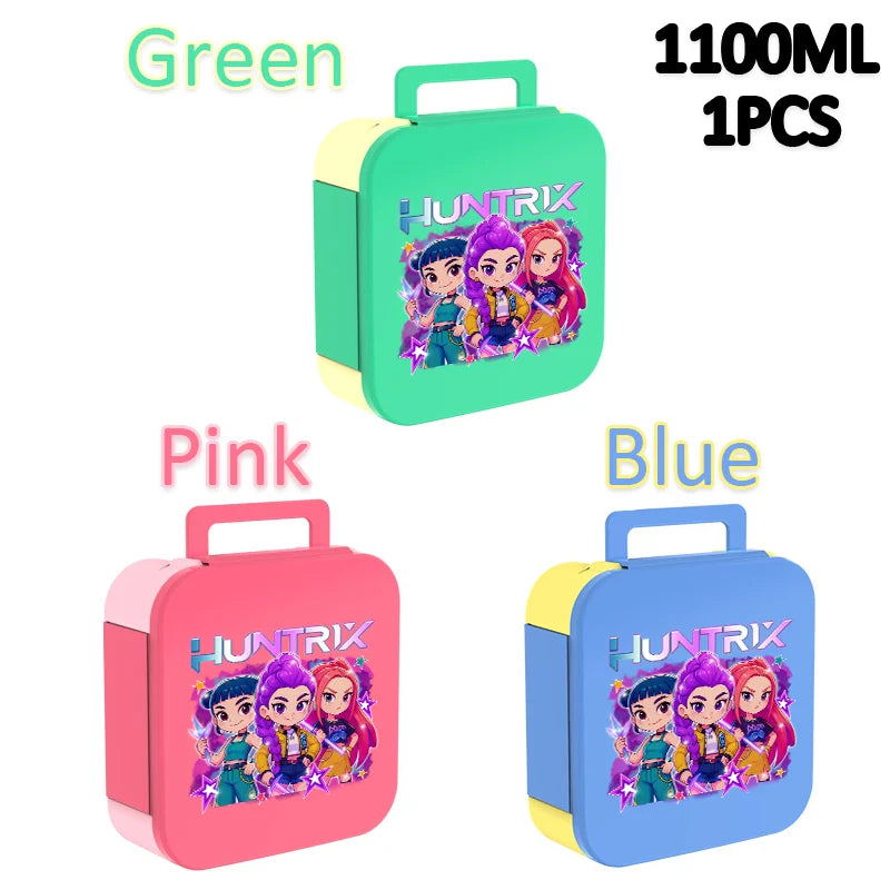 Lancheira K-Pop 1100 ml – Rosa e Azul, Térmica e Prática para Escola