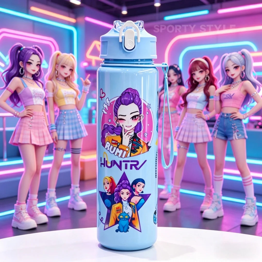 Garrafa K-Pop para Crianças – Portátil e com Cordão