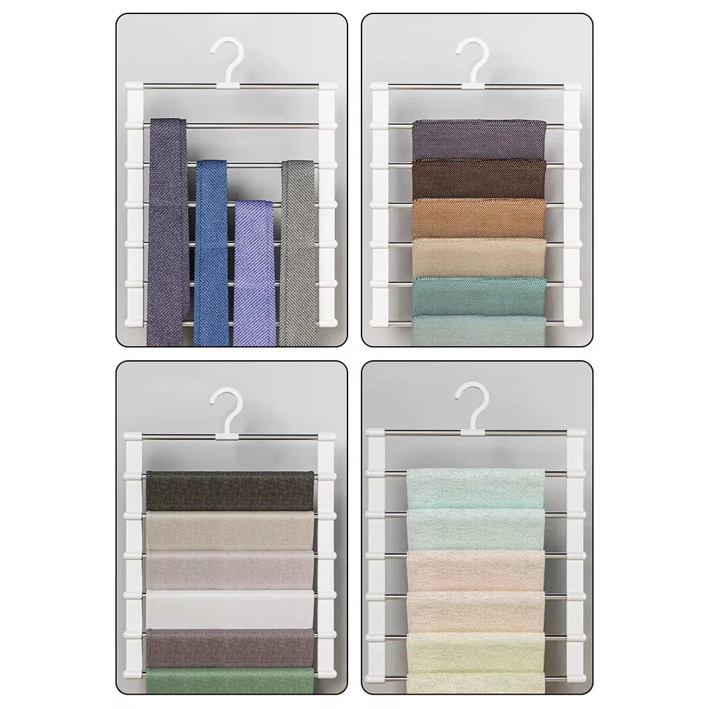 Cabide Dobrável Multicamadas para Calças – Organizador de Roupa com Clips Antideslizantes
