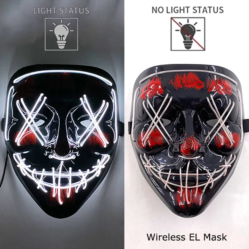 Máscara LED Neon Purge – Máscara Luminosa para Halloween