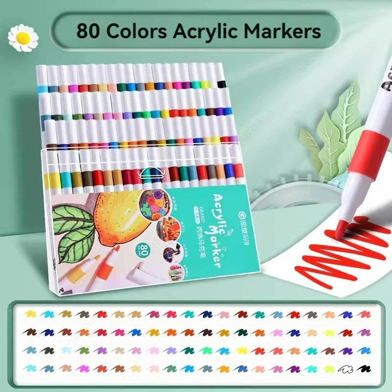 Canetas de Tinta Acrílica – 12 a 80 Cores para Crianças e DIY