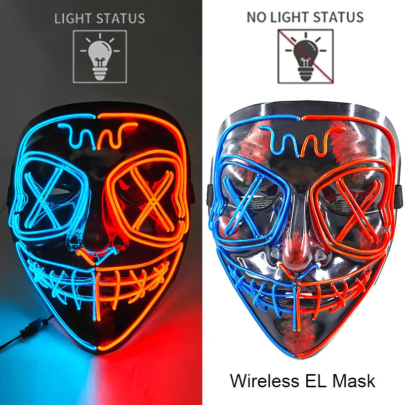 Máscara LED Neon Purge – Máscara Luminosa para Halloween