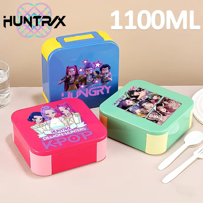 Lancheira K-Pop 1100 ml – Rosa e Azul, Térmica e Prática para Escola