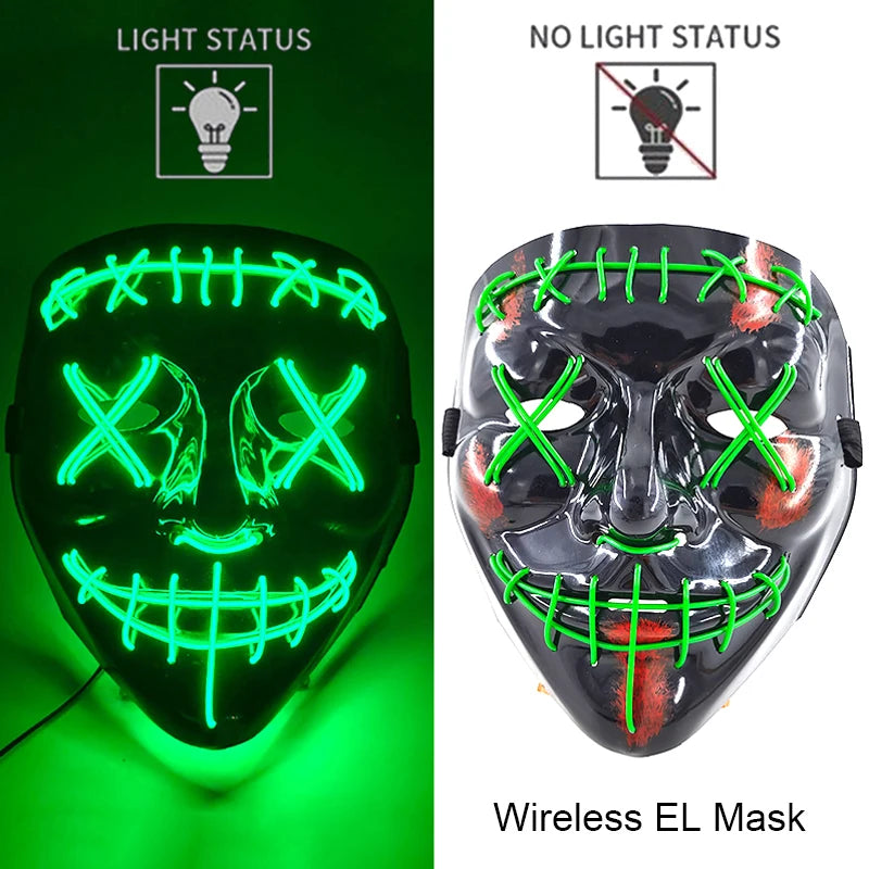 Máscara LED Neon Purge – Máscara Luminosa para Halloween