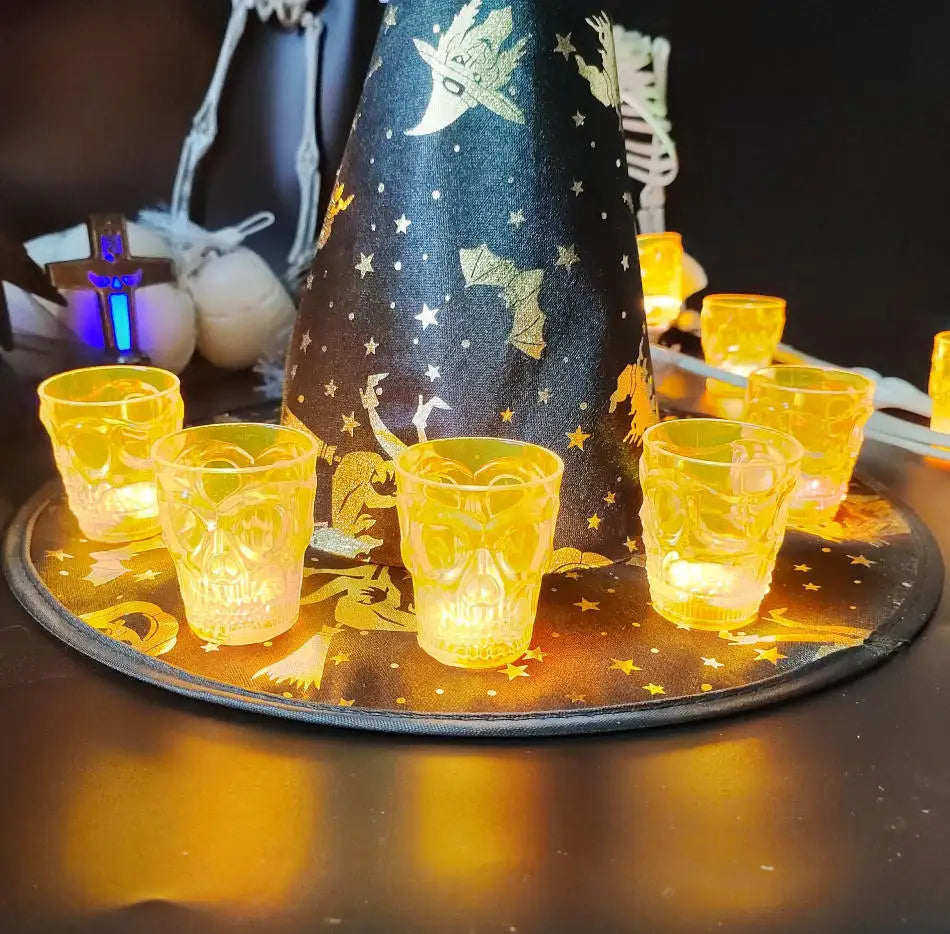Conjunto de 4 Copos de Vinho Fantasma – Decoração de Halloween