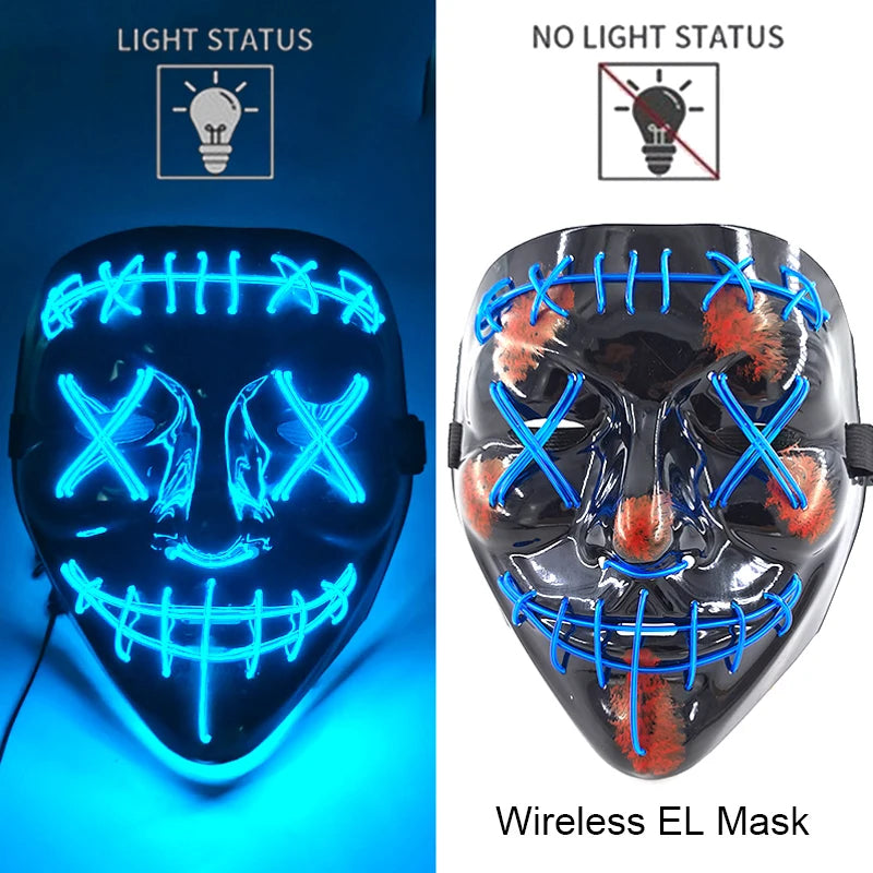 Máscara LED Neon Purge – Máscara Luminosa para Halloween