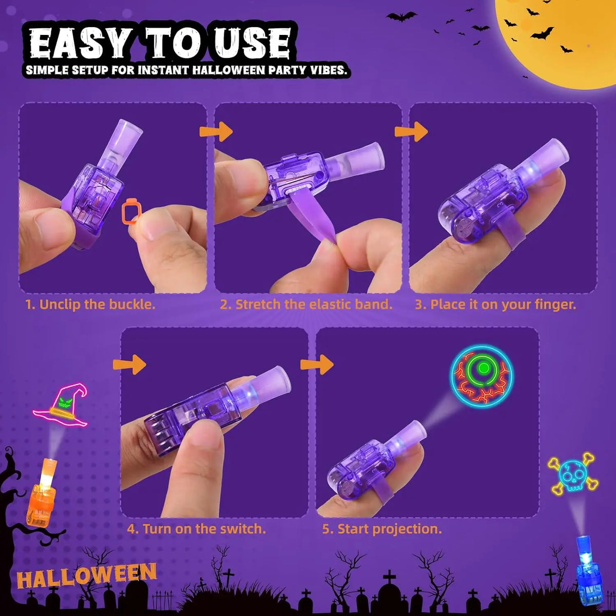 Luzes LED para Dedos – Brinquedo Luminoso para Festas