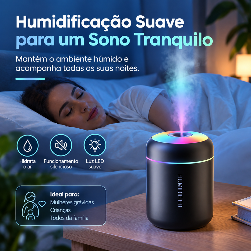 Mini Humidificador e Difusor de Aromas USB 180 ml – Para Casa e Carro