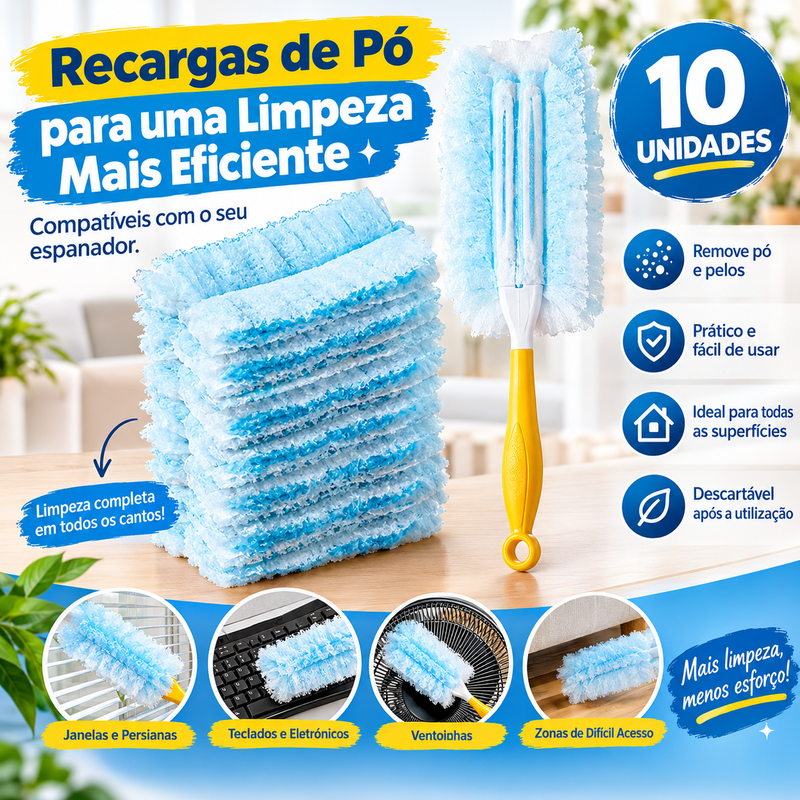 Recargas de Pó para Limpeza – 10 Unidades Compatíveis com Swiffer Duster