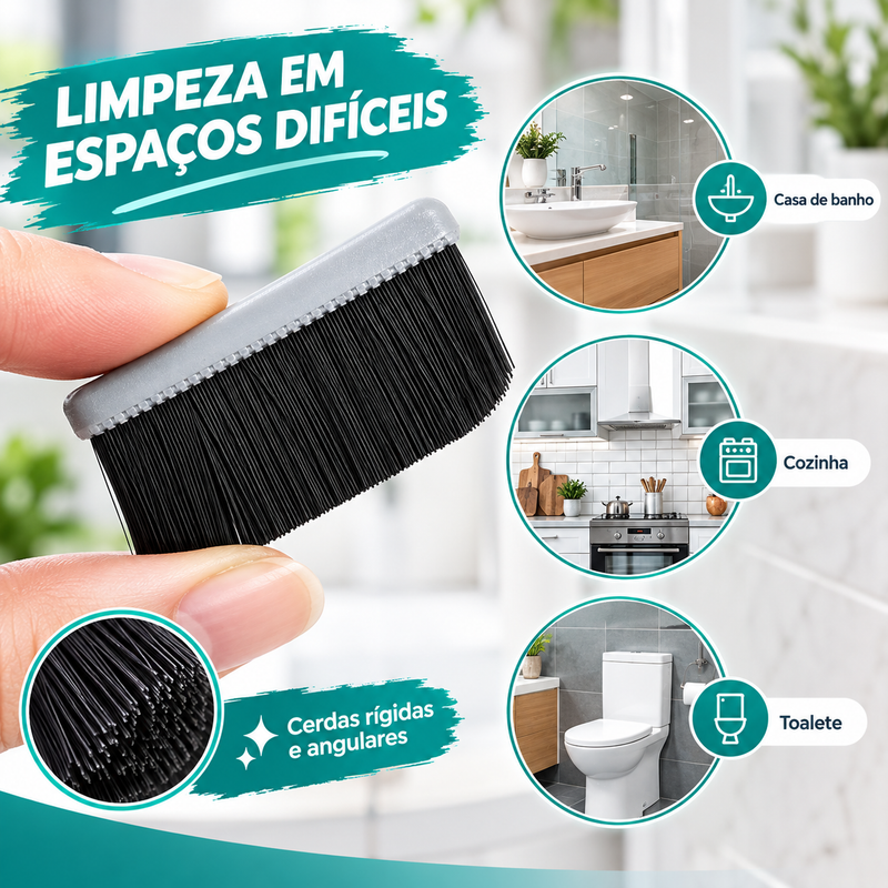 Escova de Limpeza para Fendas – Cerdas Rígidas Angulares para Azulejos, Casa de Banho e Cozinha